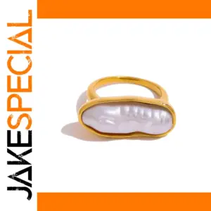 Gold-Plated Stainless Steel Imitation Pearl Ring