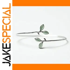 Unisex Copper Brace with Green Stone