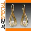 Vintage Geometric Pearl Drop Earrings Silver or Gold