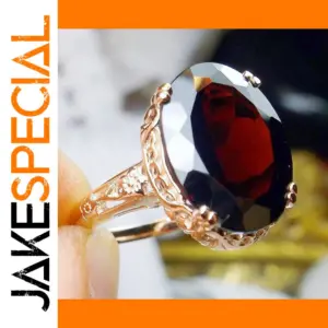 Vintage Red Zircon Geometric Ring for Women