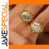 Elegant Stainless Steel Blue Zircon Water Drop Ring