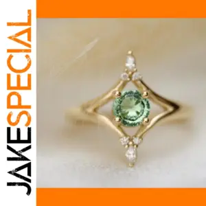Geometric Cocktail Ring with Green Zircon