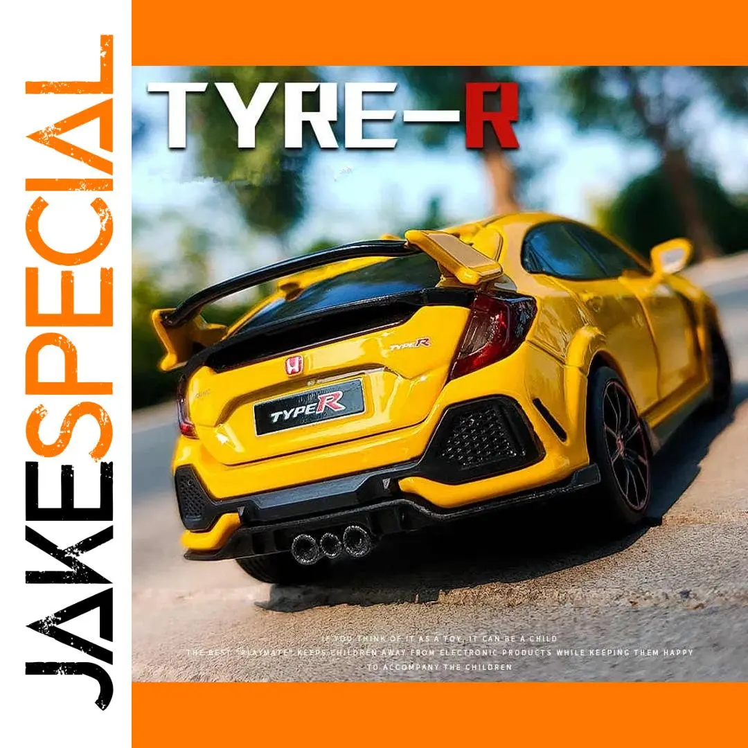 Yellow Honda Civic Type R FK8 Diecast Model 1:32 Scale 1 Yellow Honda Civic Type R FK8 Diecast Model 1:32 Scale