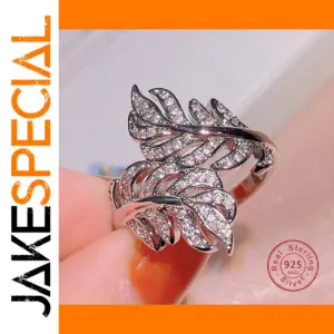Elegant Feather Sterling Silver Ring for Women