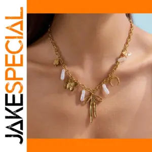 Elegant Gold Stainless Steel Women's Necklace with Charms