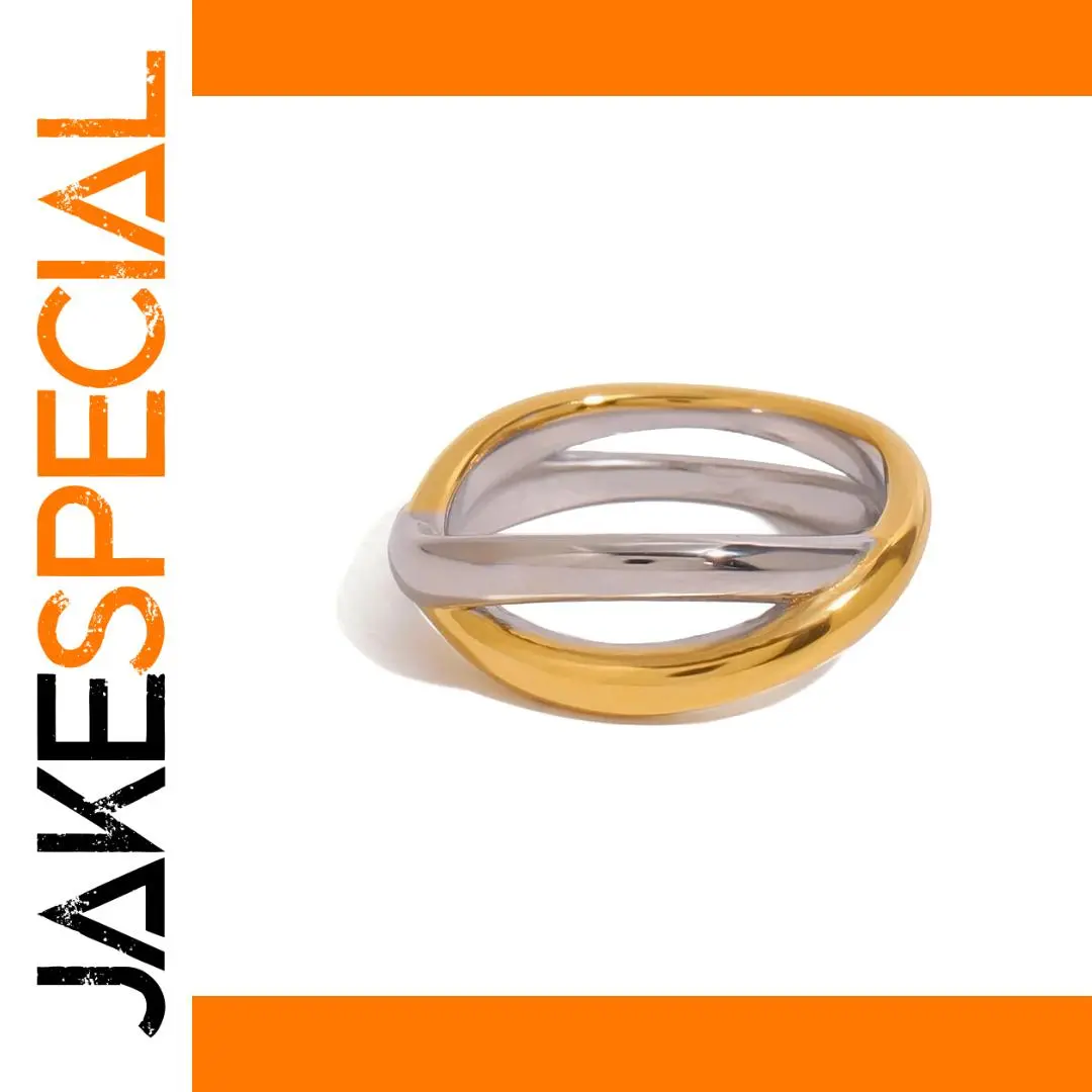 Two-Tone Stainless Steel Women's Ring 1 Two-Tone Stainless Steel Women's Ring