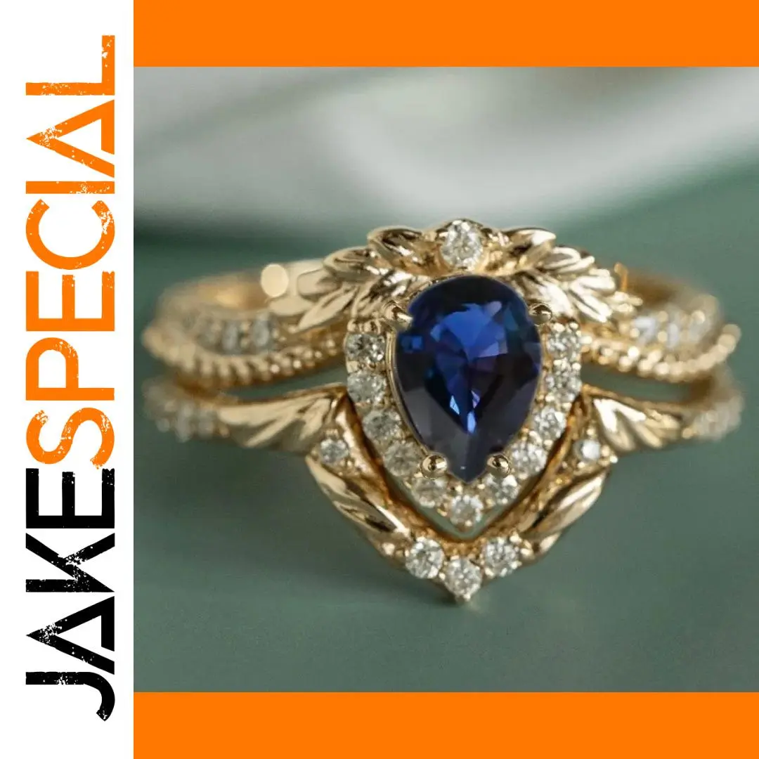 Women’s Blue Zircon Ring Set with Gold Tone 1 Women’s Blue Zircon Ring Set with Gold Tone