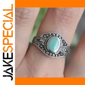 Vintage Silver Cocktail Ring with Turquoise Bezel