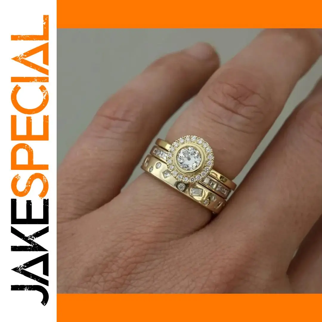 Gold Women's Geometric Ring Set for Parties 1 Gold Women's Geometric Ring Set for Parties