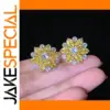 Sterling Silver Daisy Earrings with Zircon Accents
