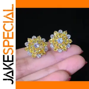 Sterling Silver Daisy Earrings with Zircon Accents