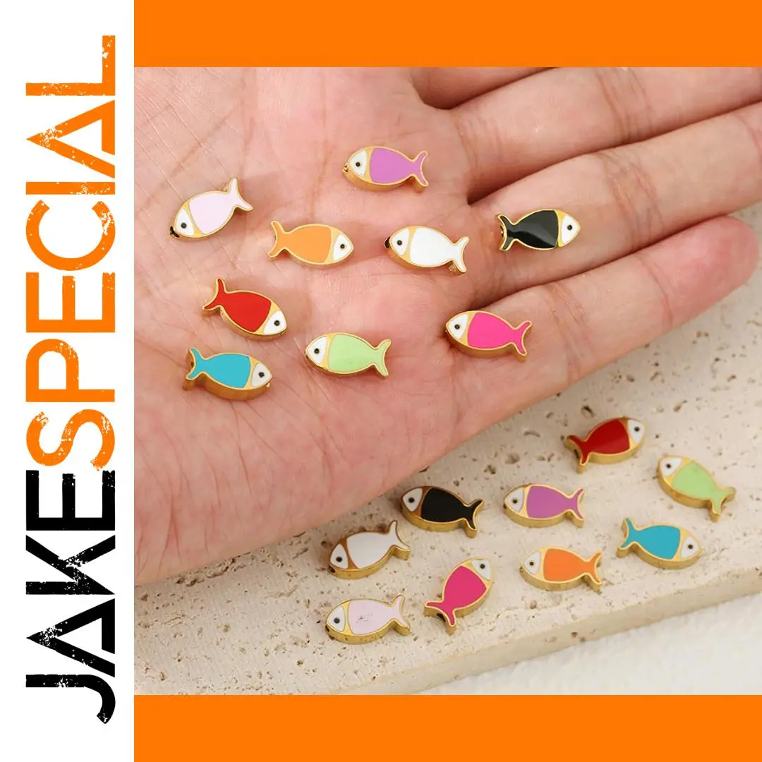 Vibrant Stainless Steel Fish Charm Set 1 Vibrant Stainless Steel Fish Charm Set