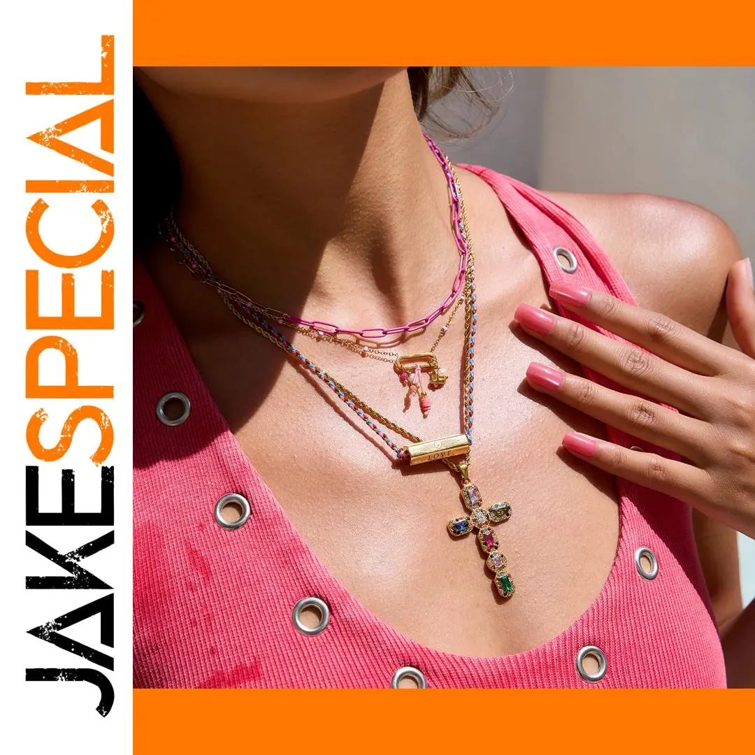 Gold Stainless Steel Layered Necklace with Heart Pendant 1 Gold Stainless Steel Layered Necklace with Heart Pendant