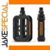 Black Bicycle Pedals with Reflective Strips