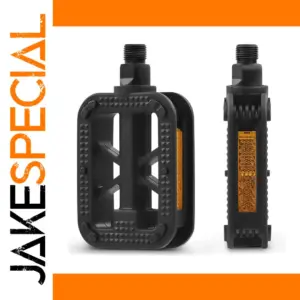 Black Bicycle Pedals with Reflective Strips
