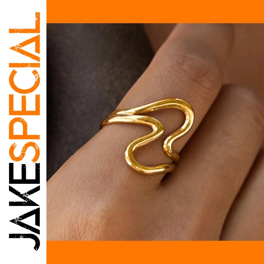 Stainless Steel Double Wave Ring JDR0107025 1 Stainless Steel Double Wave Ring JDR0107025