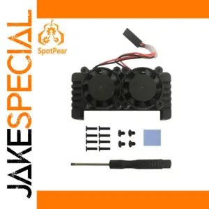 Aluminum Heatsink with Dual 2W Fans for Raspberry Pi