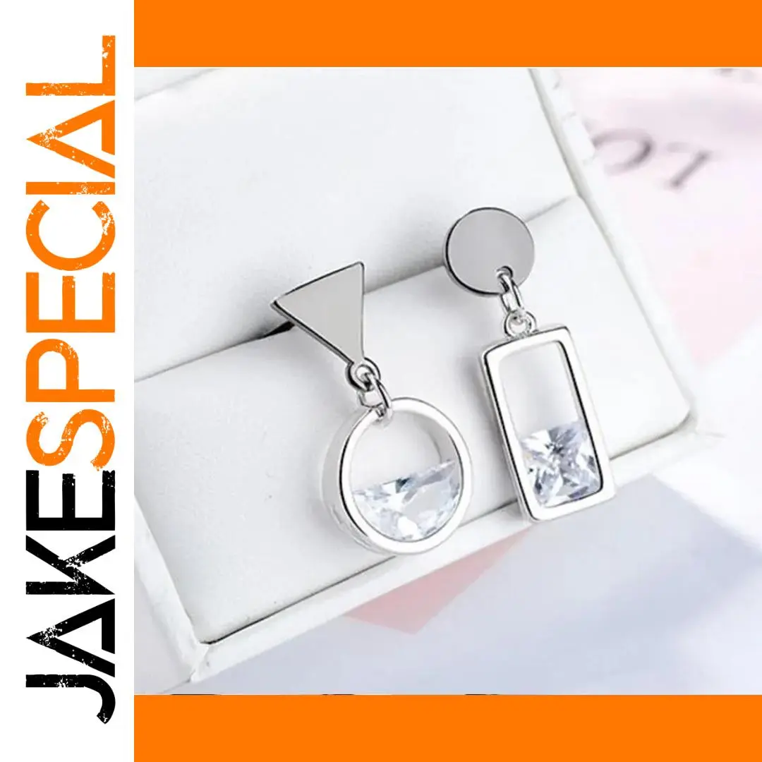 Black Silver Geometric Earrings with Zircon for Women 1 Black Silver Geometric Earrings with Zircon for Women