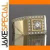 Men's Gold Cocktail Ring with Zircon Accents