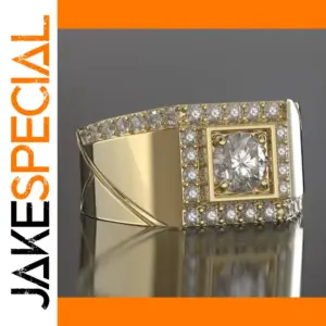 Men's Gold Cocktail Ring with Zircon Accents