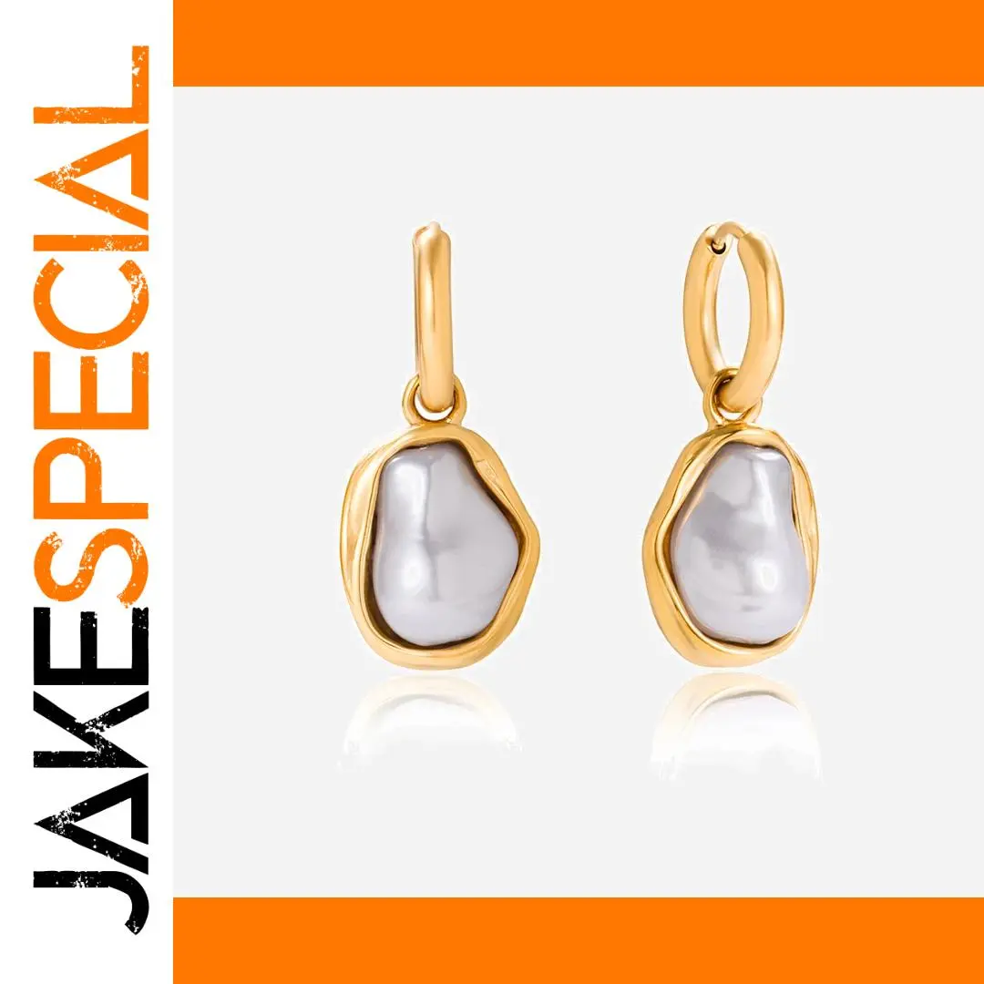 Elegant Gold Stainless Steel Pearls Earrings 1 Elegant Gold Stainless Steel Pearls Earrings