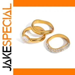 Gold-tone Stainless Steel Wave Ring 6-8