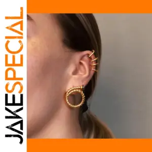 Gold Stainless Steel Statement Ear Jewelry Set