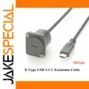 USB 3.1 C Panel Mount Extension Cable 0.6m/0.9m