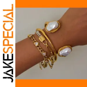 Stainless Steel Gold-Accent Jewelry Set