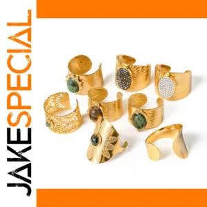 Elegant Stainless Steel Gold-Finish Fashion Ring Collection