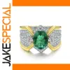 Women's Geometric Green Cubic Zirconia Ring