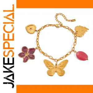 Stainless Steel Butterfly Charm Bracelet