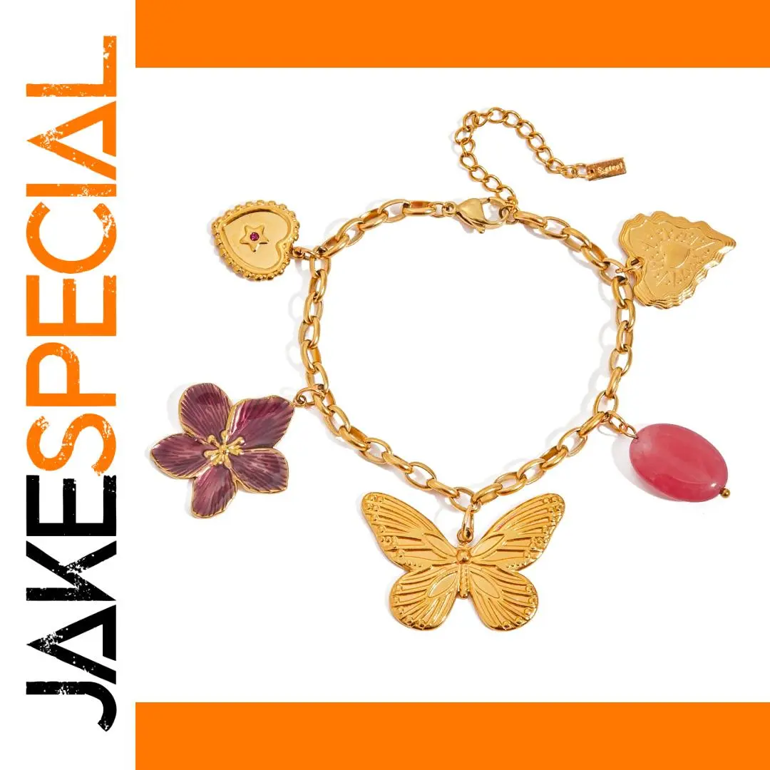 Stainless Steel Butterfly Charm Bracelet 1 Stainless Steel Butterfly Charm Bracelet