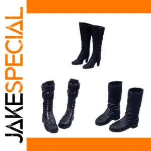 Versatile 1/6 Scale Black Doll Boots Set