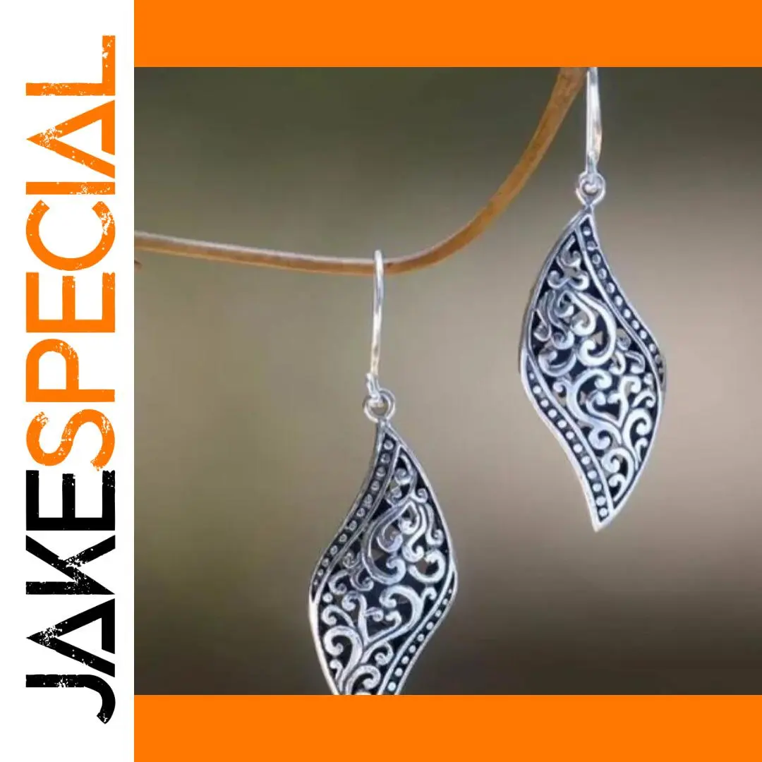 Vintage Silver Bohemian Leaf Earrings 1 Vintage Silver Bohemian Leaf Earrings