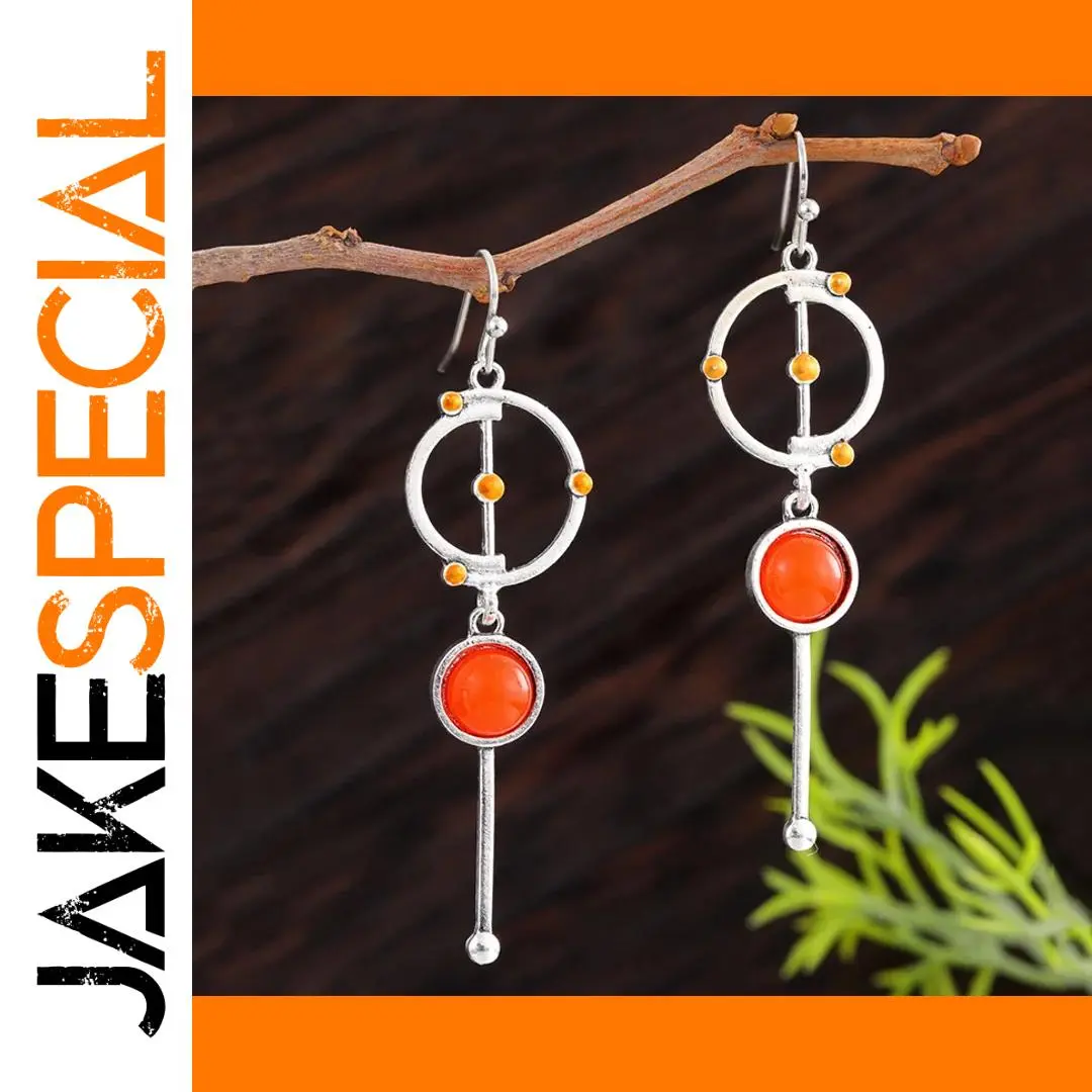 Vintage Silver and Orange Drop Earrings 1 Vintage Silver and Orange Drop Earrings