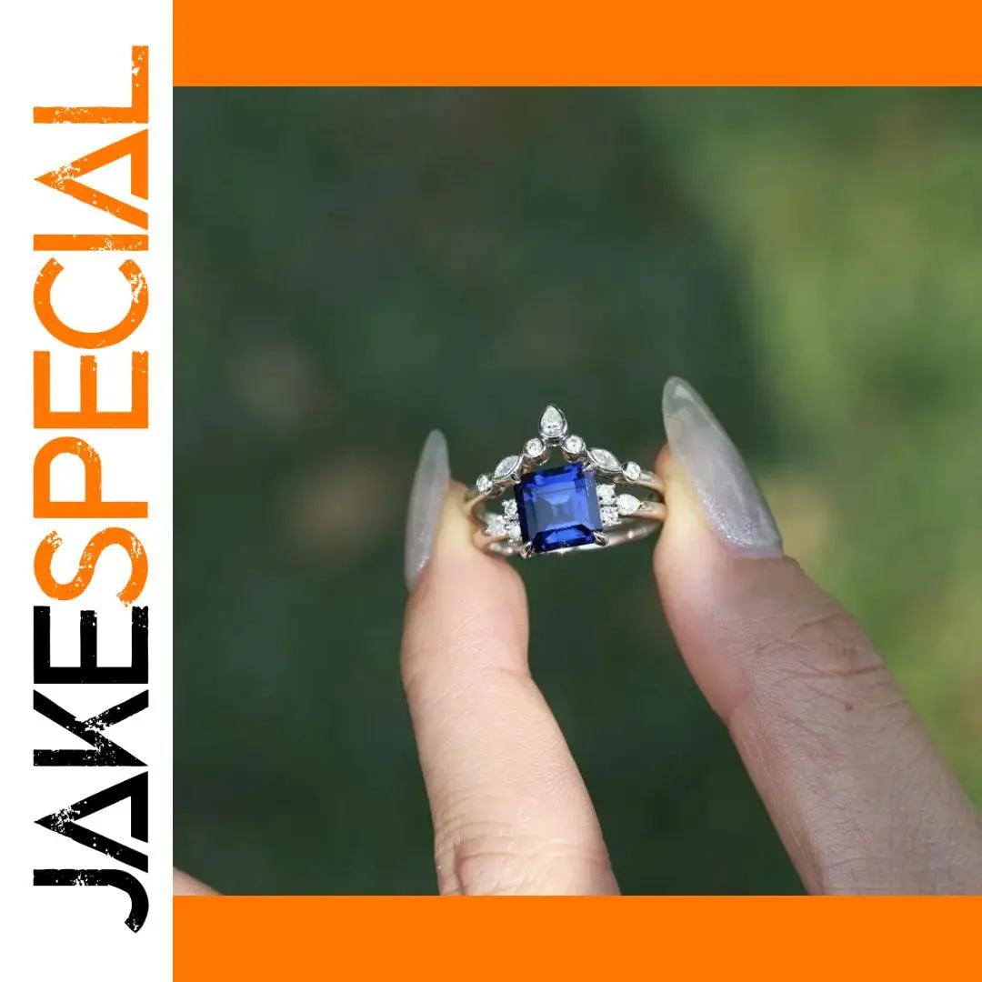 Square Blue Zircon Women’s Geometric Ring 1 Square Blue Zircon Women’s Geometric Ring