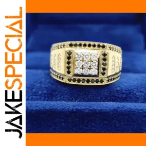 Men's Geometric Zircon Ring with Gold Finish