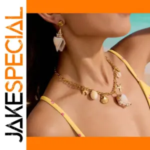 Ocean-Inspired Stainless Steel Gold Necklace