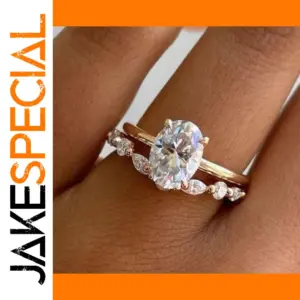 Women's Gold and Silver Zircon Ring Set