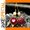 Gold and Pearl Drop Earrings Set