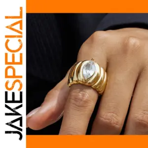 Elegant Gold Women's Stainless Steel Ring