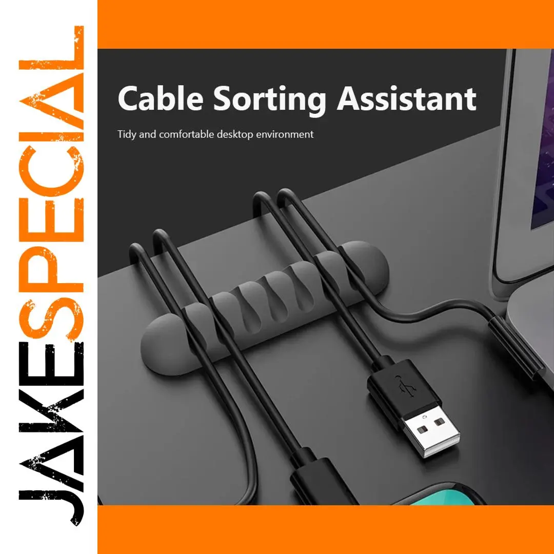 Silicone Desk Cable Organizer with Multiple Clips 1 Silicone Desk Cable Organizer with Multiple Clips