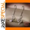 Musical Note Earrings Sterling Silver Cubic Zirconia