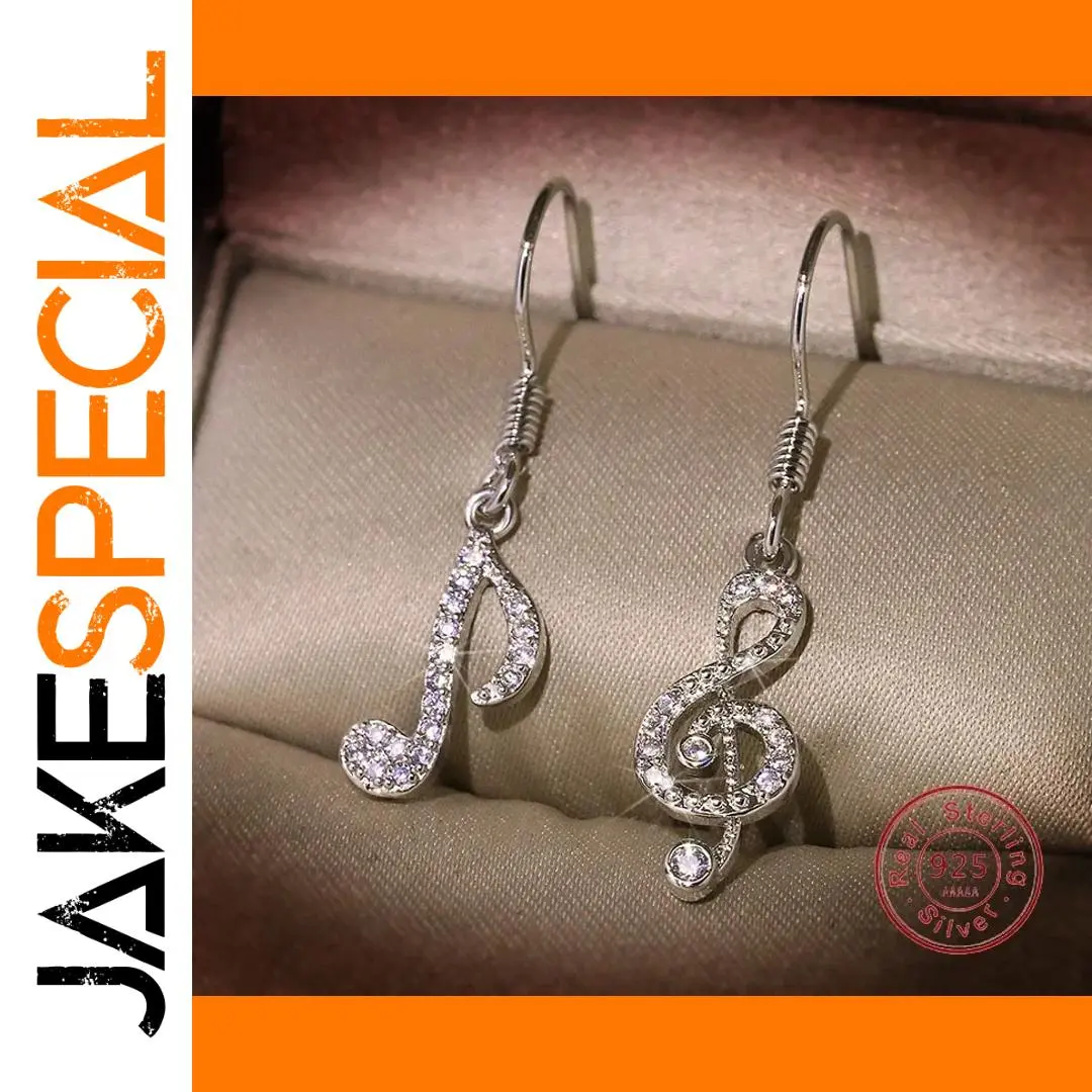 Musical Note Earrings Sterling Silver Cubic Zirconia 1 Musical Note Earrings Sterling Silver Cubic Zirconia