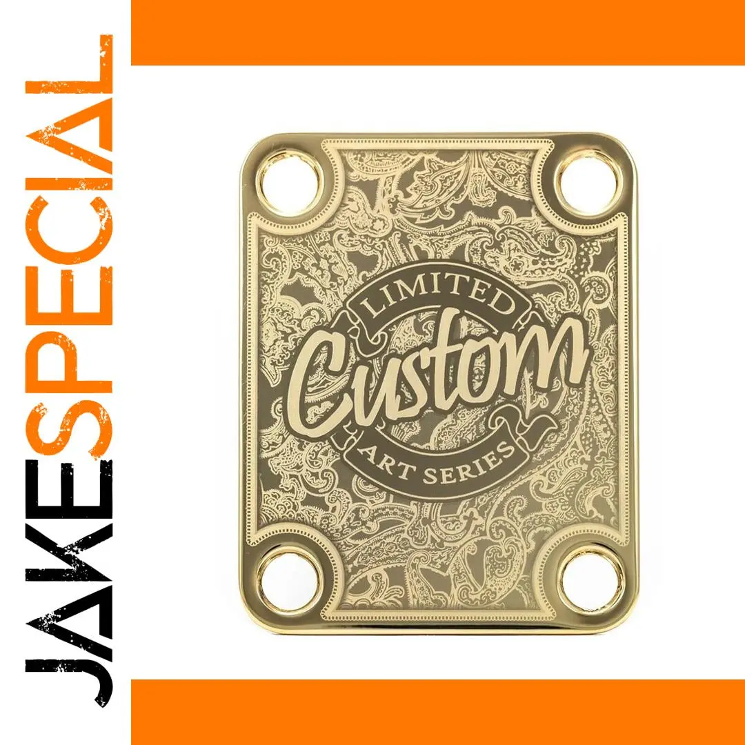 Gold Guitar Neck Plate with Engravings 1 Gold Guitar Neck Plate with Engravings