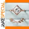 Rose Gold Zircon Ring Set for Women