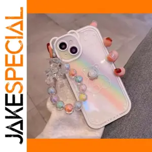 Crystal Bead Phone Lanyard with Bear Charm