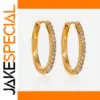 Gold Stainless Steel Hoop Earrings with Zirconia