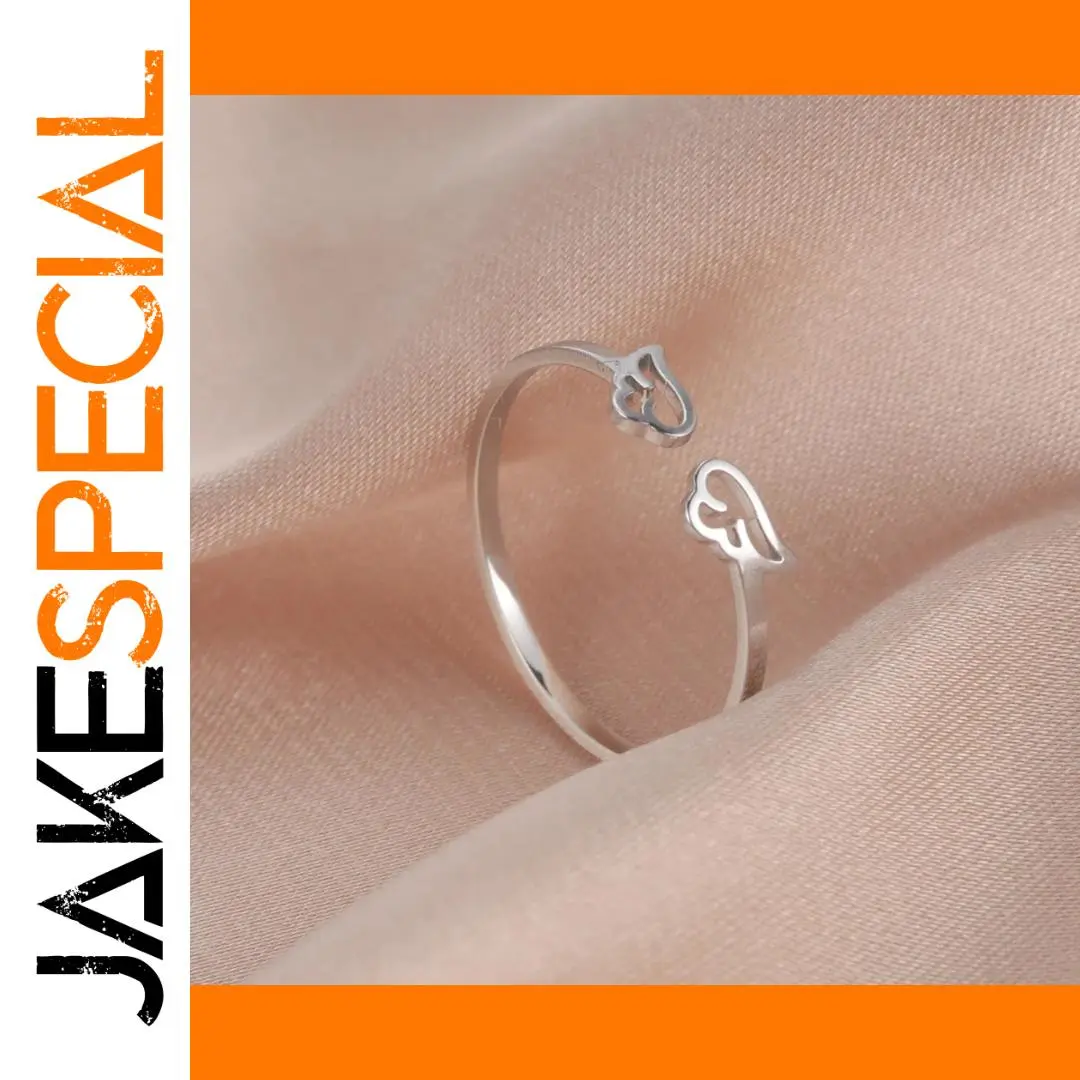 Wing-Shaped Adjustable Stainless Steel Ring for Women 1 Wing-Shaped Adjustable Stainless Steel Ring for Women